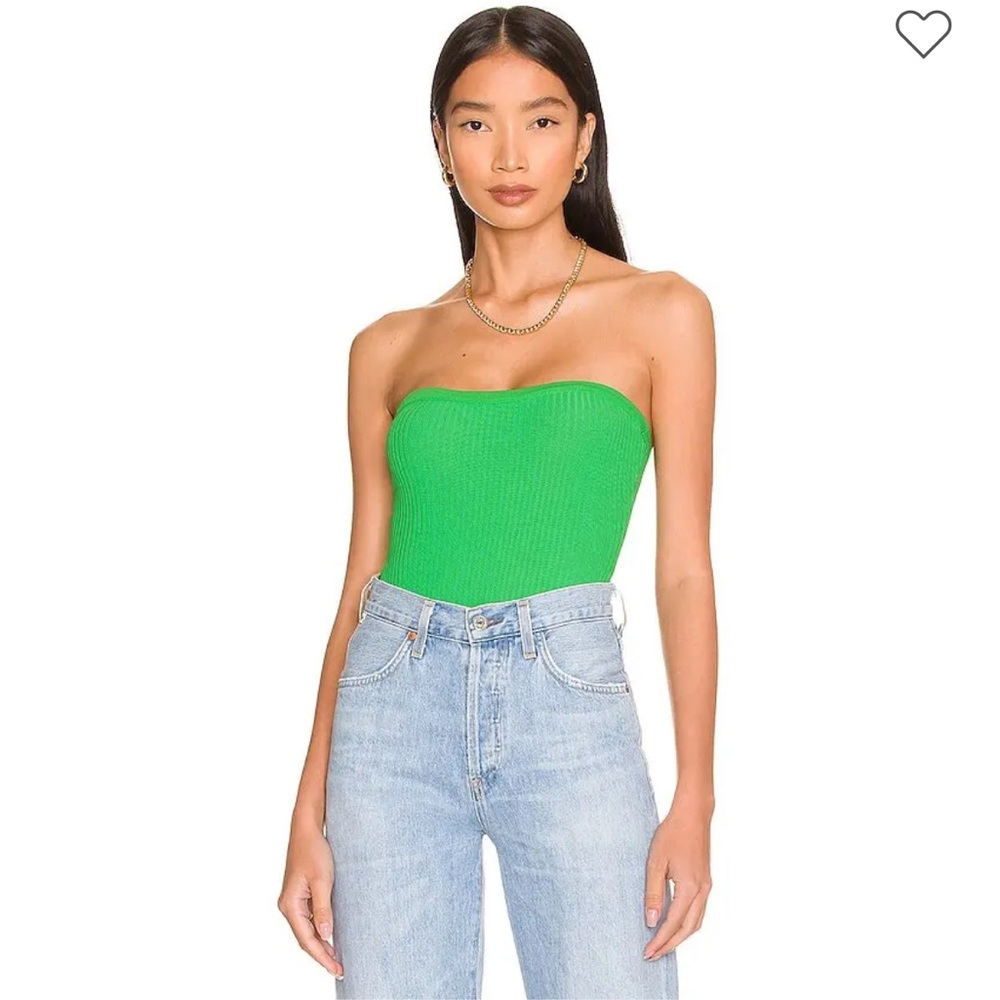ALL THE WAYS • Maiah Strapless Bodysuit In Green